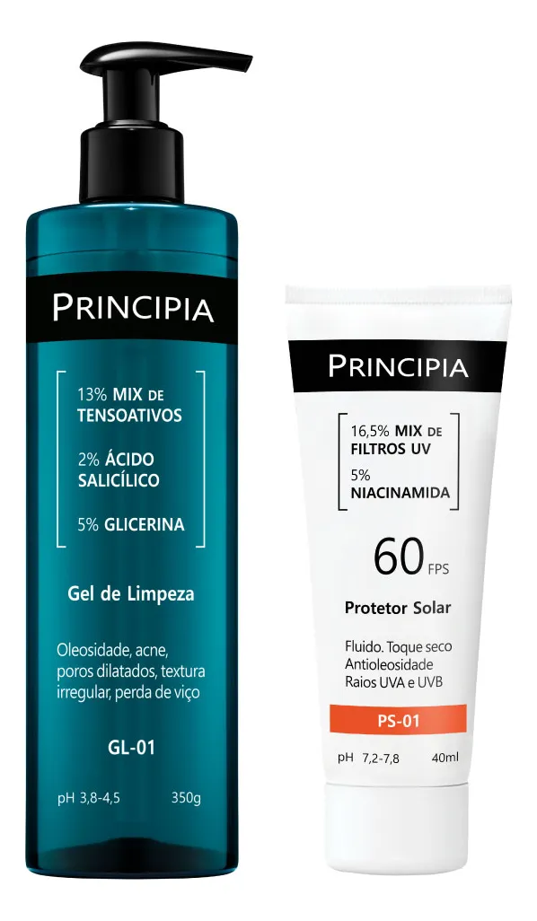 Principia Kit Gel de Limpeza GL‑01 + Protetor Solar PS‑01
